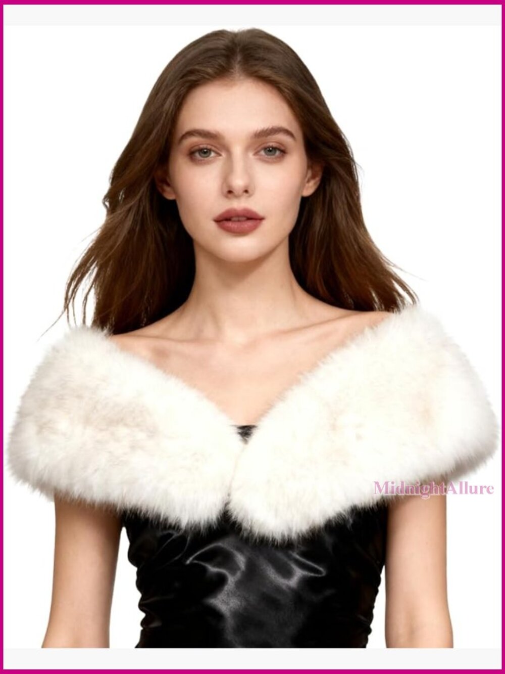 Faux Fur Shawl Wrap Winter Neck Warmer with Invisible Clips